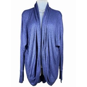 Athleta Luxe Pose Wrap Cardigan Womens M Blue Heathered Open Tunic Yoga Travel